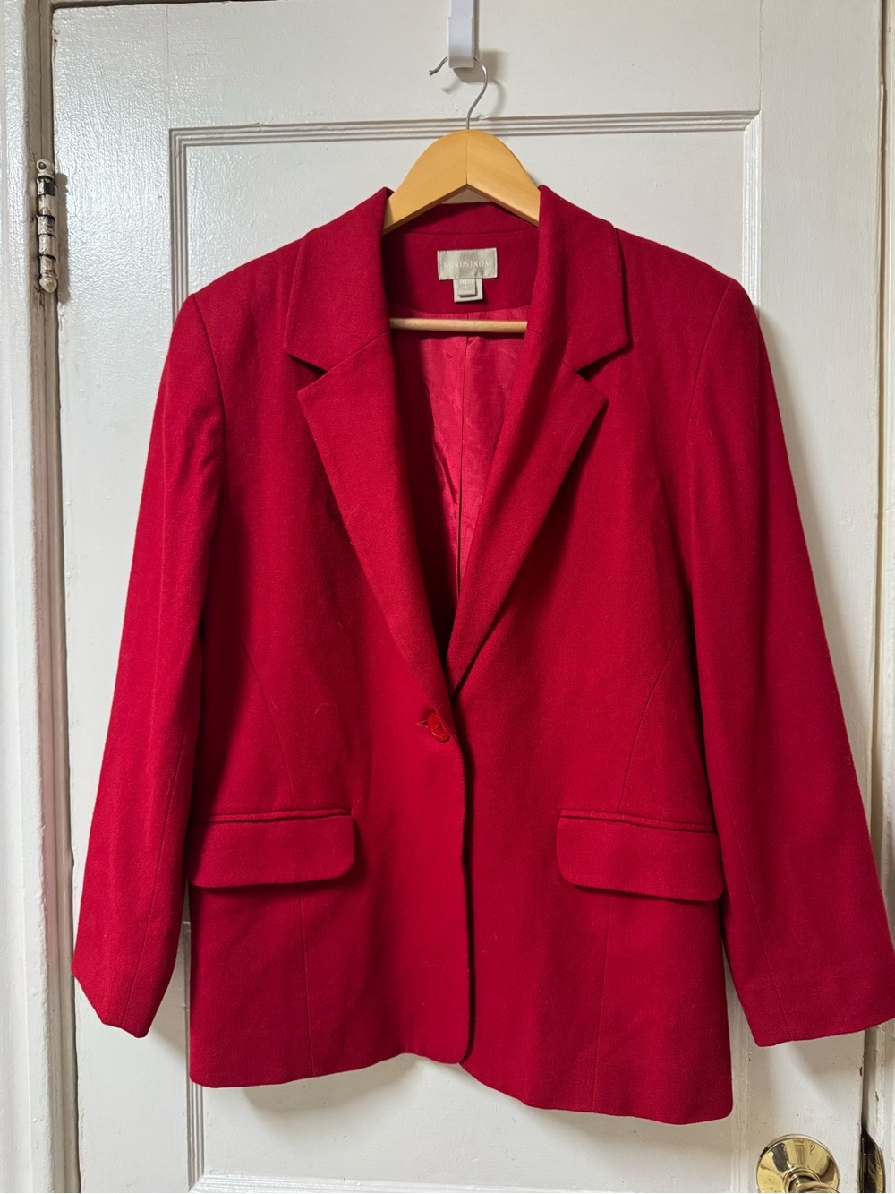 Nordstrom Red Women's Blazer Jacket 100% Merino Wool Size Large